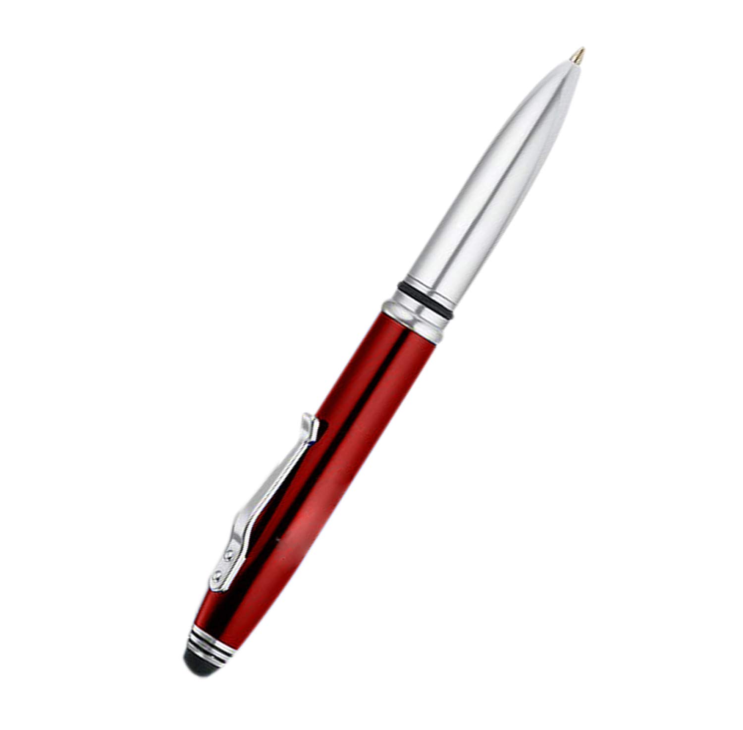 KING OF FLASH 3-in-1 Stylus Pen With Light, Capacitive Aluminium Pen Stylus, LED Torch Light, Ballpoint Pen (Deep Red)