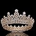 FUMUD Charm Rhinestone Zircon Crown Bridal Tiara Crystal CZ Diadem For Bride Princess Pageant Wedding Hair Accessories (#101 rose gold)
