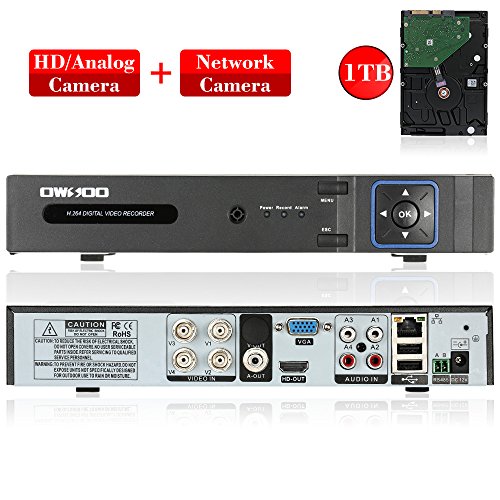 OWSOO 4CH Full 1080N(9601080) AHD DVR HVR NVR H.264 HDMI P2P Cloud Network DVR Digital Video Recorder with 3.5'' Inch 1TB HDD