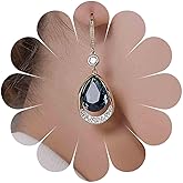 Erimberate Bohemian Teardrop Sapphire Dangle Earrings Gold Sapphire Crystal Earrings Cz Sapphire Hook Earrings Blue Crystal Drop Earrings Jewelry for Women Gifts