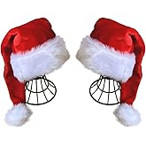 QIAONIUNIU Santa Hat - Adults Deluxe Xmas Christmas Hat Pack 2 pcs