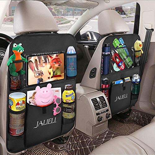 JALIELL Car Organizer Back Seat - 2019 Newest Car Seat Organizer with Clear 10" Tablet Holder + 5 Storage Pockets + USB/Headphone Slits for Kids And Travel (2 Pack) - Thumbnail 4