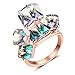 dnswez Statement Rings Multi -Color Change Crystal Ring 3D Birthstone Colorful 18k Gold Plated Cocktail Rings for Women