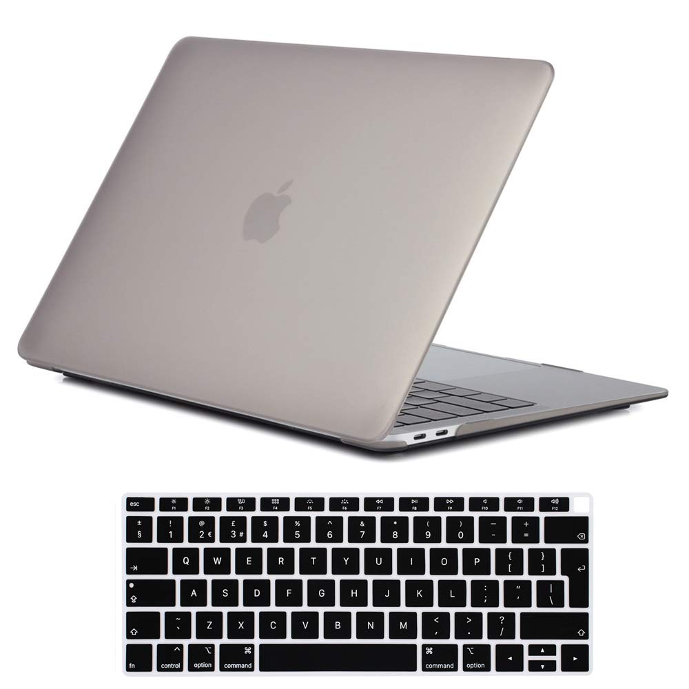 Se7enline 2018/2019/2020 MacBook Air Case 13 Inch Smooth Plastic Hard Shell Laptop Case Cover & Keyboard Cover for MacBook Air 13-Inch Retina Display Touch ID Version Model A1932/A2337/A2179, Gray