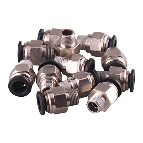1/4" PT Male Thread 8mm Push In Joint Pneumatic Connector Quick Fittings 12 Pcs Ted Lele (8mm 1/4)