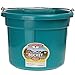 Little Giant® Flat Back Plastic Animal Feed Bucket | Animal Feed Bucket with Metal Handle | Horse Stall Feeding and Watering Supplies (Teal, 8 Quart)
