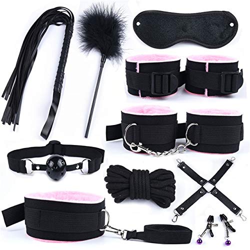 JIAWEIDAMAI 30 Pcs Sex Toys for Woman Adult Games Handcuffs Whip Mouth Gag Rope Metal Butt Plug BDSM Bondage Set Anal Plug Dildo Vibrator