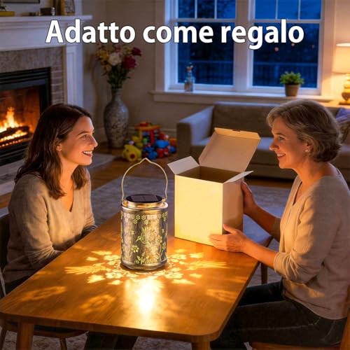 SOLARBABY Solar Lantern for Outdoor, 2 Pieces Hummingbird Solar Lamps for Garden, Metal, Waterproof Garden Lights for Outdoors Patio Garden Terrace Balcony, Warm White