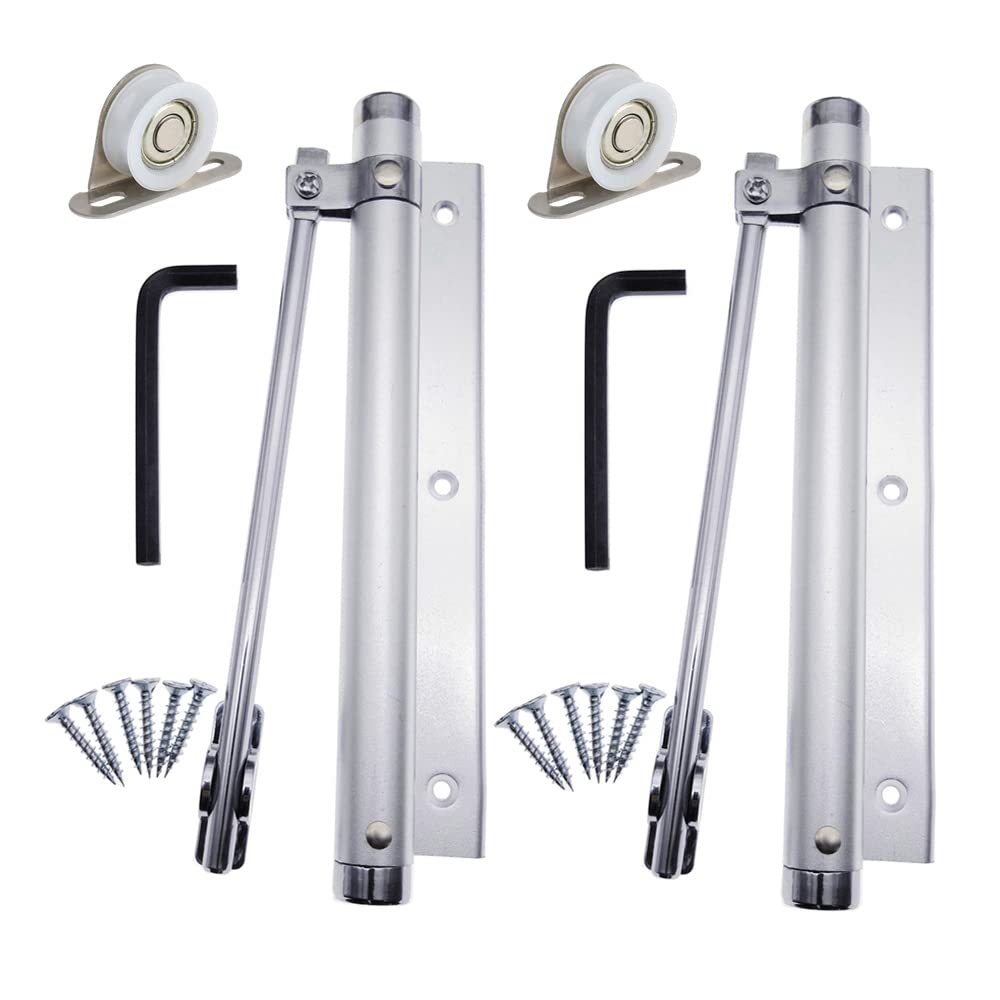Door Closer Light Duty Aluminum Alloy Adjustable Automatically Door Closers Surface Mounted 99lb (2 Pack)