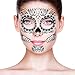 Temporary Face Tattoo,4 Kits Tattoos Sugar Skull Stickers Day of The Dead Makeup, Face Tattoo Rose Design for Halloween, Masquerade and Parties (Face stickers)