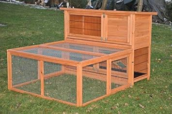 nanook 'Wuschel' - Kaninchenstall mit Auslauf, Hasenstall wetterfest, ausziehbare Kunststoffwanne, 122 x 149 x 93 cm