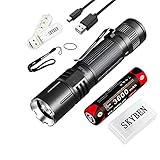Klarus 360X1 1800 Lumens CREE XHP35 HD E4 LED 360 Degree Omni-Directional Dual Switch Rapid Reaction Tactical Rechargeable Flashlight with 1 x 18650 Battery,SKYBEN Battery Case and USB Light