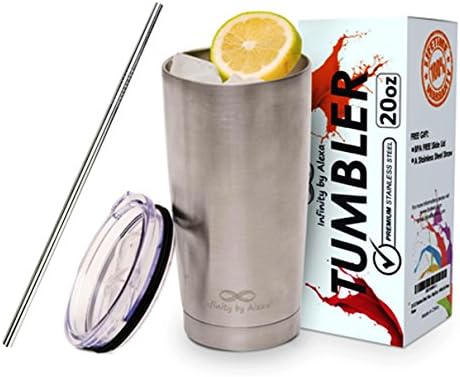 Stainless Steel, Vacuum, Double Wall Insulated Tumbler with Slide spill proof Lid (BPA FREE) TRAVEL INSULATED TUMBLERS (20 oz)