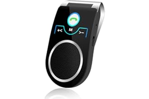 Leguwu Hands Free Cell Phone Car Kit,Bluetooth Car Speakerphone with Visor Clip,Support Siri & Google Voice Assistant,Dual Co