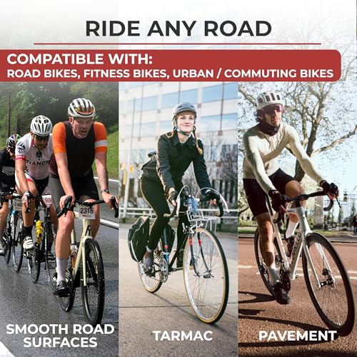 Fincci Corsa Bike Tyres 700x23 (23-622) and 2 Presta Inner Tubes 60mm - 60 TPI Folding Tyres - Weight 250g with 1mm Puncture Protection - Ideal for Road and Rollers - 28 Inches