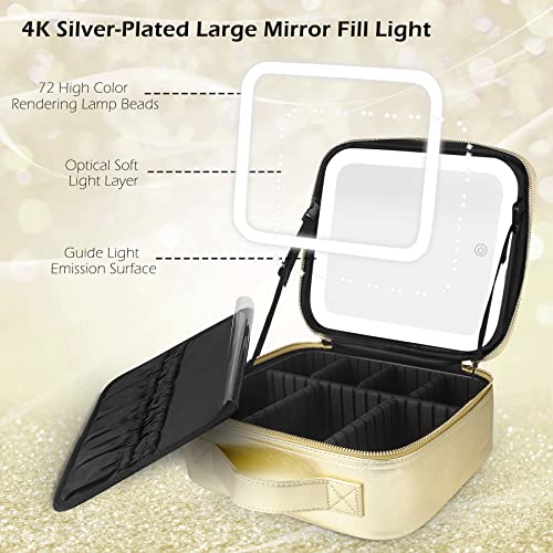 Momira makeup bag with mirror and light travel makeup train case