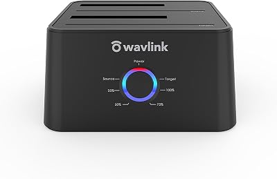 WAVLINK USB 3.0 Dual Bay SATA HDD SSD Docking Station Offline Clone 2.5 3.5