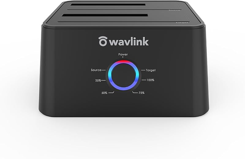 WAVLINK USB 3.0 Dual Bay SATA HDD SSD Docking Station Offline Clone 2.5 3.5