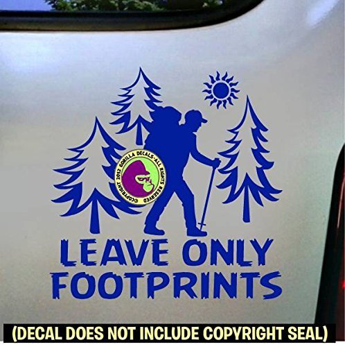 LEAVE ONLY FOOTPRINTS Hiker Vinyl Decal Sticker E