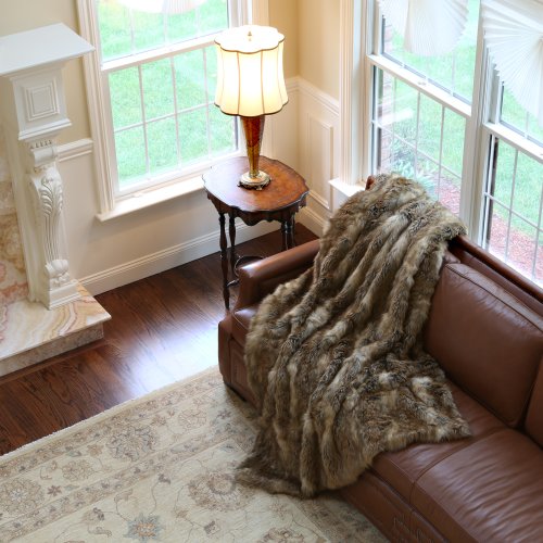 Best Home Fashion Faux Fur Throw Full Blanket Amber Fox 58"W x 84