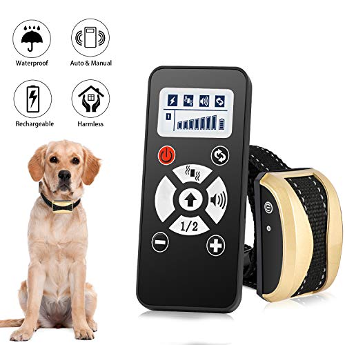 Dog Training Collar with Remote, Rechargeable Waterproof Dogs Bark Collar with 3 Training Modes and Automatic Mode, Beep, Vibration, Static, up to 2400Ft Remote Range for Small Medium Large Dogs