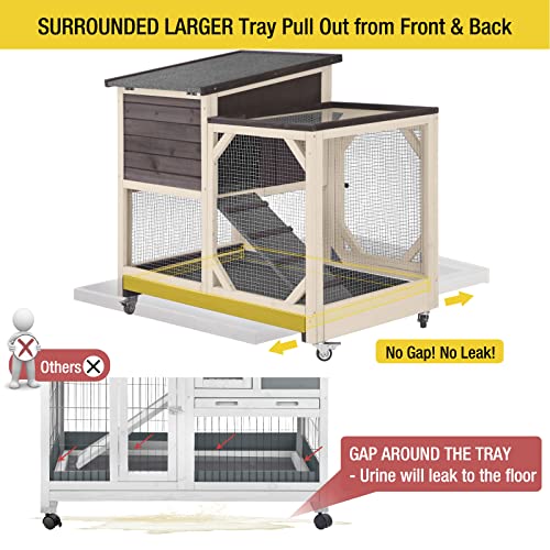 Aivituvin Rabbit Hutch Rabbit Cage Indoor Bunny Hutch with Run Outdoor