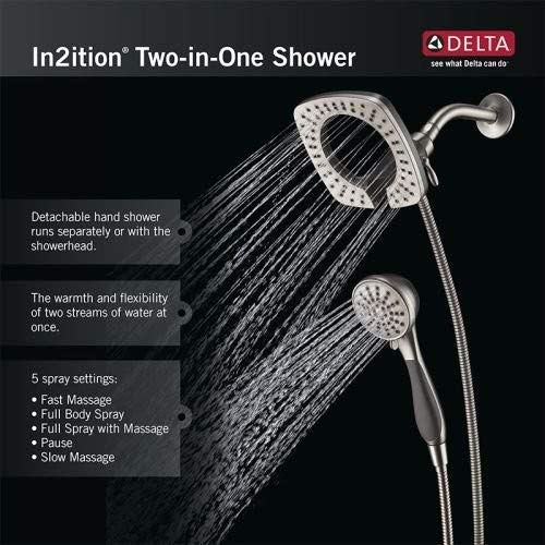 Delta Faucet 4Spray In2ition 2in1 Dual Hand Held Shower Head with Hose and