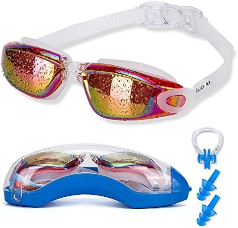 Swimming Goggles Anti Fog Shatterproof UV Protection,Silicone Nose Clip Ear Plugs Swimming Goggles Suit for Men Women Kids