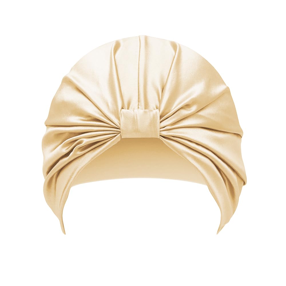 Townssilk Mulberry Silk Night Hat for Women - Ideal for Hair Protection - Popular, 1 Piece, Champagne