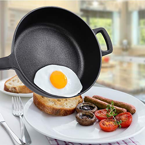 Fry Pan Nonstick Cookware, Deep Frying Pan Induction Pan Skillet Pan with Lid PFOA Free, Dishwasher Safe, 5 Quart