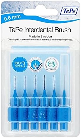 TePe Pack of 6 Blister Interdental Brushes Blue 0.6mm, 6 count (Pack of 1)