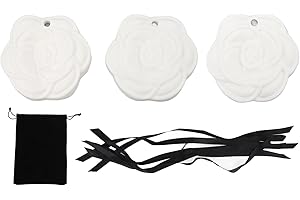 Aromatherapy Wax Tablets Set, 3PCs Flower Carved Scented Gypsum Porcelain Long Lasting Wardrobe Car Home Fragrance 6.7x4.7x2i