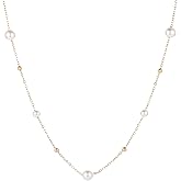 Nawflue Pearl Necklaces for Women, 18K Gold Plated Dainty Cross Necklace Gold Flower Pearls Beaded Choker Necklace, Trendy Stainless Steel Bridesmaid Wedding Jewelry, Christmas Gifts