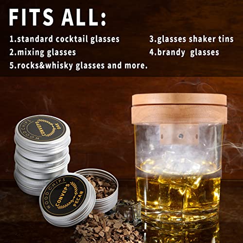 Cocktail Smoker Kit Old Fashioned Cold Smoker for Cocktail, Whiskey, Wine, Bourbon , Cheese, Meat and More, Cocktail Smoking Kit Wood Shavings -Gift for Whiskey Lovers, Dad, Husband, Men