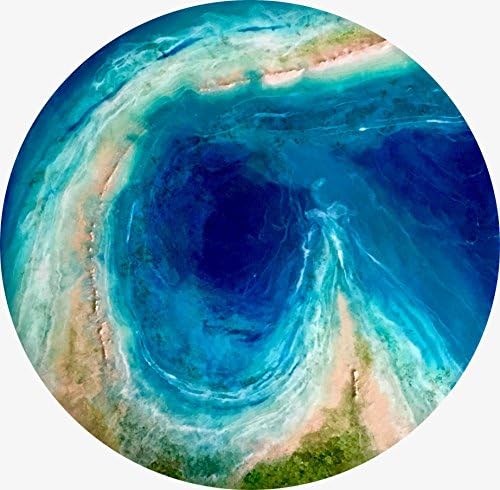 Abstract Art- "The Blue Abyss" -Hand-poured Resin on Large 24-Inch Pinewood Circle (Atoll Ocean Waters) Wall Painting Original Fine Art