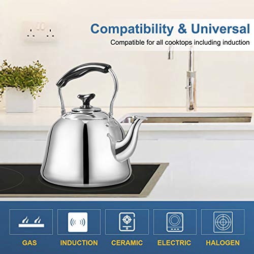 Tea Kettle Stovetop Teapot 2 Liter Stainless Steel Hot Water Kettle