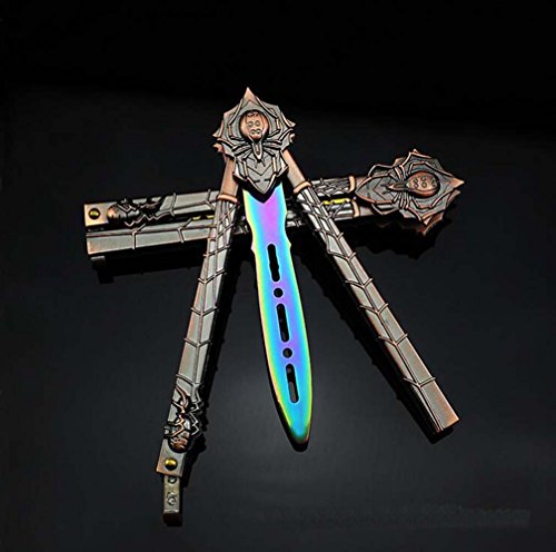 CREATIVE LIFE Spider Rainbow Butterfly Knife Trainning Practice Comb Unsharpened Blade With Nice Woo