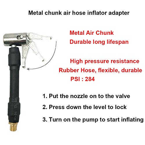 Melphan-Auto 2PCs Air Inflator Hose Adapter Convert Twist On Connection to Lock On Connection, Locking Air Chuck with Air Hose and Standard Tire Valve Fine Thread