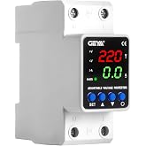 GEYA 2P 63A AC220V Adjustable Over/Under Voltage and Over Current Protection, Smart Circuit Breaker with Auto Reset, Din Rail Mount