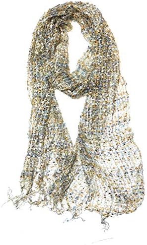LIGHT AND DELICATE – CONFETTI NET WEAVE SCARF: Hand Loomed in India, a pretty scarf that can be worn for any occasion - 193cm x 33cm in size