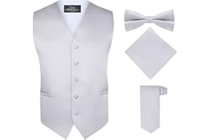 S.H. Churchill & Co. Men's 4 Piece Vest Set, with Bow Tie, Neck Tie & Pocket Hankie