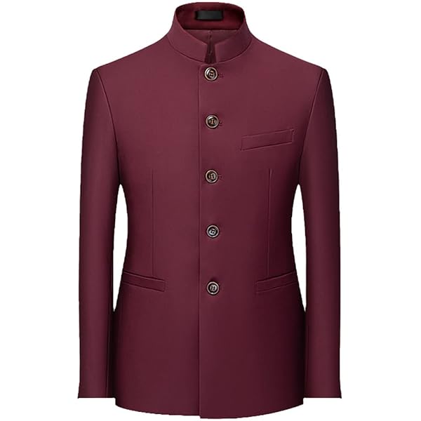Men's Stand Collar Suit Chinese Style Slim Fit Blazer Male