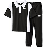 LKALPSQ Boys Outfits Summer/Spring Clothes for Boys Color Block Polo Shirt and Casual Pants Boys Clothes Size 6-12 Years