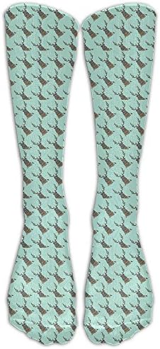 Antler Pug Pattern2 Compression Socks For Women And Men Athletic Running Socks For Nurses Medical Travel Varicose Veins Sports - Below Knee High