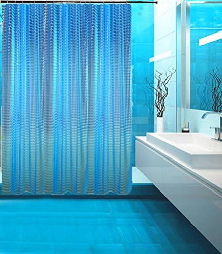 BYMEE 3D Effect EVA Bathroom Shower Curtains Liner Bath Curtain with Hooks,Waterproof,Mildew Resistant,72 x 72,Navy Blue