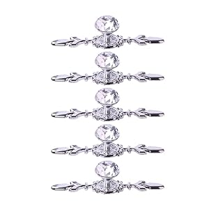 Fvstar 5pcs Crystal Cabinet Handles Dresser Drawer Knobs Diamond Glass Cupboard Handles Wardrobe Pulls with Plate and Screws for Living Room Kitchen Bedroom