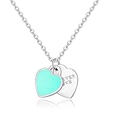 Jewanfix Double Heart Silver Necklace, Mother's Day