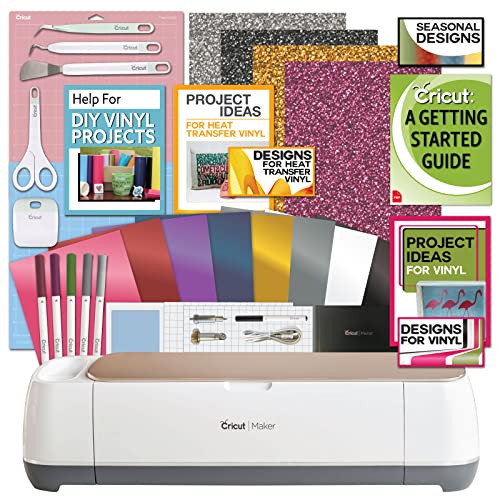 Cricut Maker Champagne Machine Bundle Smooth Heat Transfer Perm. Vinyl Tools Designs Guide
