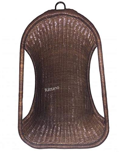 Hängesessel aus Rattan Hängekorb Hängestuhl braun mit Polster – Bild 4