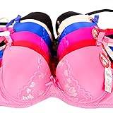 MaMia Women's 6 Push Up Bras Lot Lace Detail Solid Colors